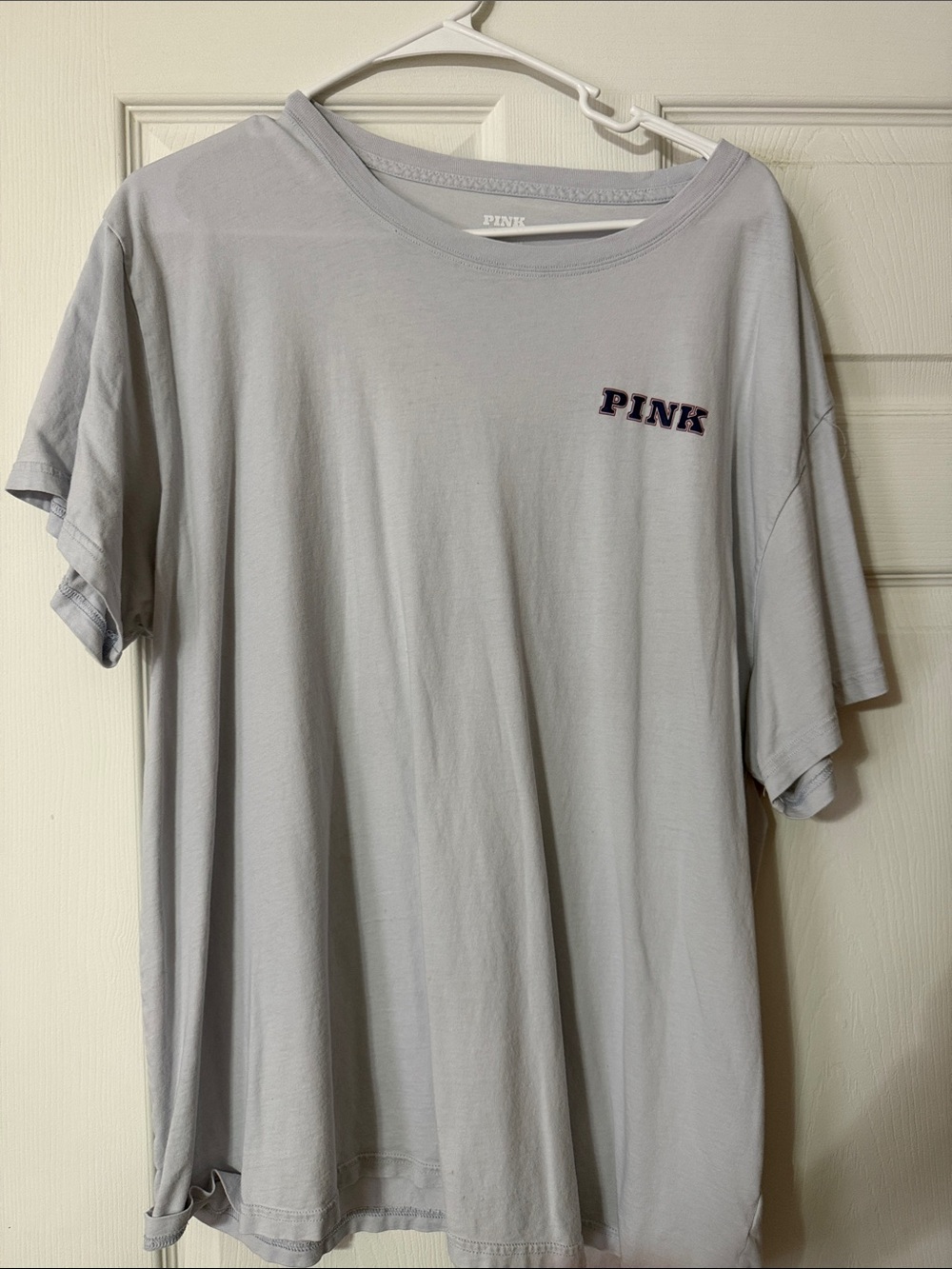 PINK Victoria's Secret Light Gray Short Sleeve Logo Tee